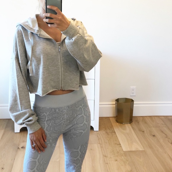 MONTREAL Crop Zip Up Hoodie Jacket Gray - Picture 9 of 12